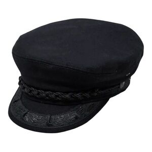 NWOT Greek Fisherman’s cap wool blend black textured size 57-7 1/8 nautical